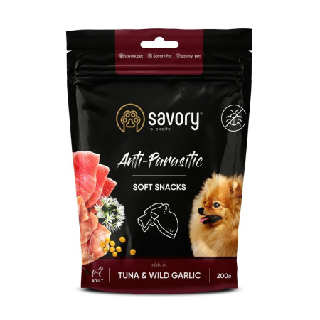 М’які ласощі Savory Anti-Parasitic Tuna and Wild Garlic для собак усіх порід з антипаразитарним ефектом з тунцем і диким часником 200 г М’які ласощі Savory Anti-Parasitic Tuna and Wild Garlic для собак усіх порід з антипаразитарним ефектом з тунцем і диким часником 200 г