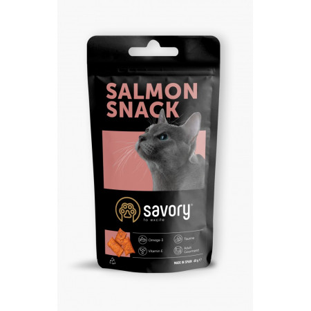 Хрумкі ласощі Savory Cats Snacks Pillows Gourmand with Salmon для дорослих вибагливих котів подушечки з лососем 60 г Хрумкі ласощі Savory Cats Snacks Pillows Gourmand with Salmon для дорослих вибагливих котів подушечки з лососем 60 г