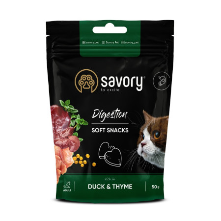 М`які ласощі Savory для покращення травлення котів, качка та чебрець М`які ласощі Savory для покращення травлення котів, качка та чебрець