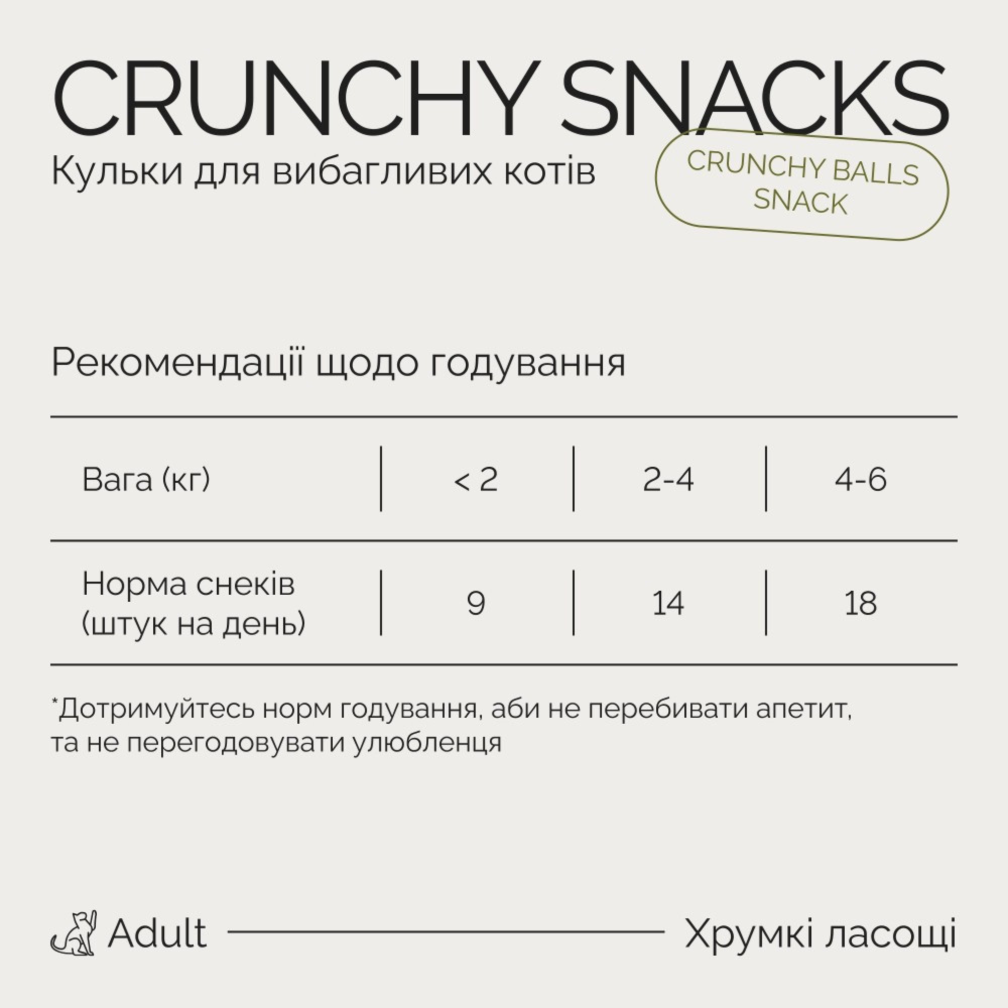 Хрумкі ласощі Savory Cats Snacks Crunchy Balls для дорослих вибагливих котів, кульки з котячою м’ятою, 60 г